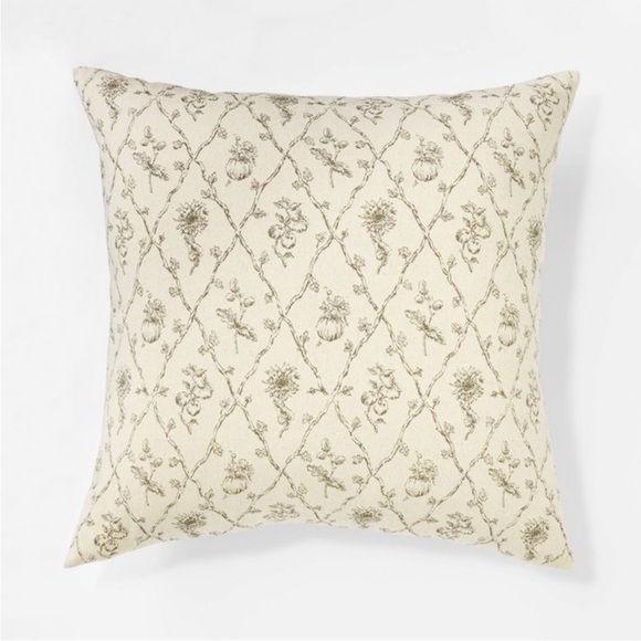 Oversized Woven Harvest Square Throw Pillow Cream/Dark Brown - studio McGee - Picture 1 of 4